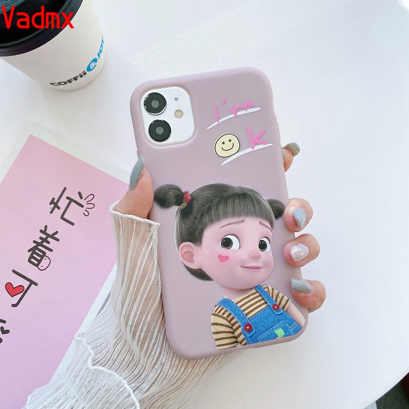 Ốp điện thoại TPU mềm họa tiết bé gái hoạt hình đáng yêu cho iPhone 11 Pro Xs Max XR Xs X 8 7 6s 6 Plus