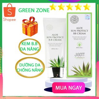 Kem Nền Che Khuyết Điểm Kiềm Dầu Hàn Quốc, tinh chất aloe dưỡng da, Sun Aloe Protect B.B Cream Jigott