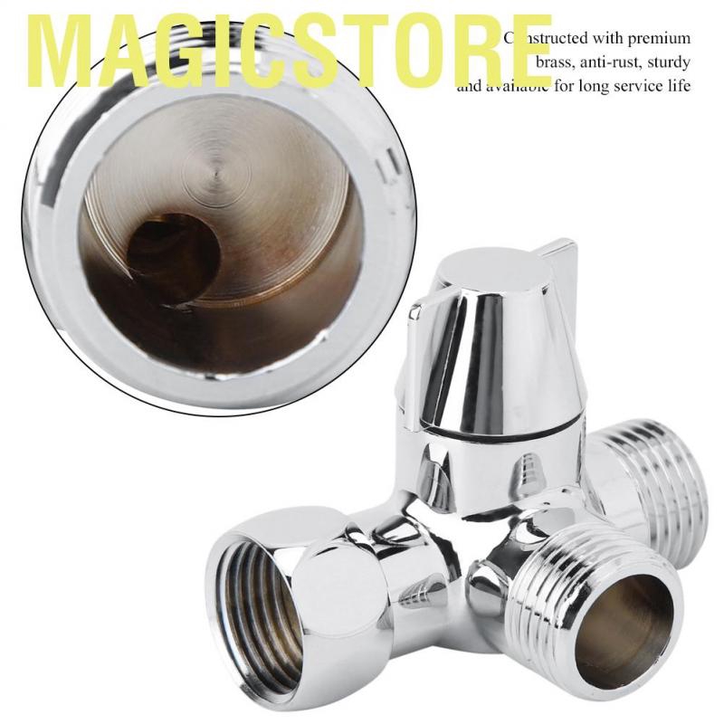 Magicstore Bathroom Angle Valve Brass T-shaped 3-Way Shower Arm Diverter for Toilet Bidet Sprayer G1/2&quot;