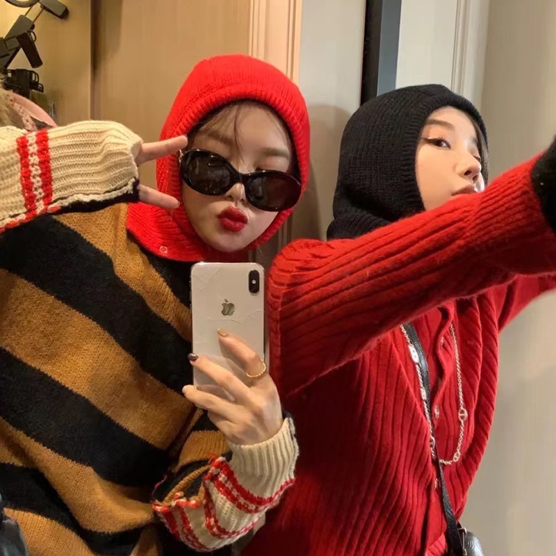 Mũ Len Balaclava Dệt Kim Giữ Ấm Thời Trang Cho Nữ