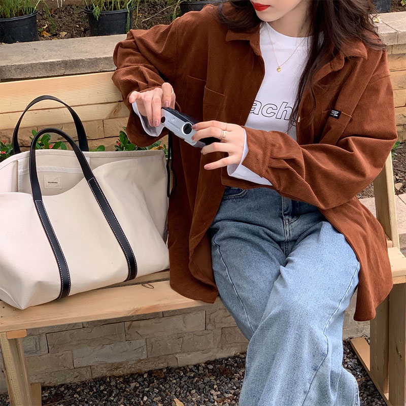 Áo Khoác Sơ Mi Tay Dài Dáng Rộng Cài Một Hàng Nút Thời Trang 45881