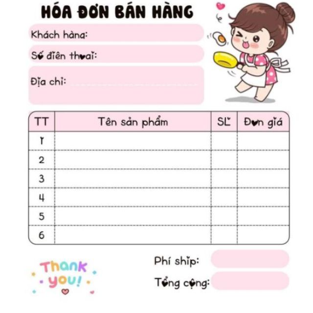 ❤️[MUA 10 TẶNG 1]Hóa đơn bán hàng mini 1 liên em bé chibi