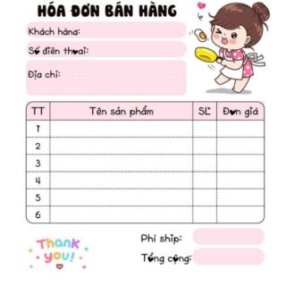❣️Hóa đơn bán hàng mini 1 liên em bé chibi