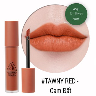 Son kem lì 3ce soft lip lacquer tawny red – cam đất
