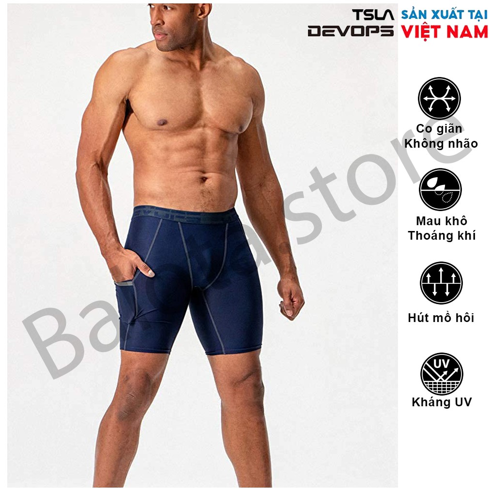 Quần legging nam Devops ngắn có túi phù hợp cho các môn chạy bộ, đạp xe, tập tạ, yoga, gym fitness và đá bóng… | BigBuy360 - bigbuy360.vn