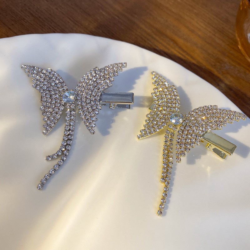 Kẹp tóc tua rua hình bướm đính đá xinh xắn cho nữ