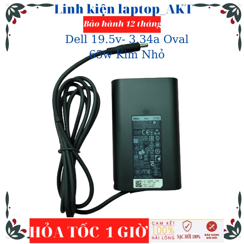 Sạc Laptop Dell 19.5v- 3.34a 65w-ZIN Oval chân kim nhỏ 4.5*3.0mm Dell XPS 13 9360
