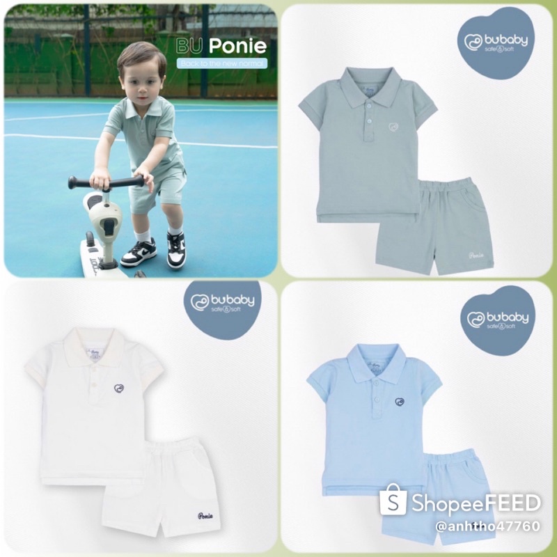 BU Baby . Bộ Polo cộc tay chất sợi tre