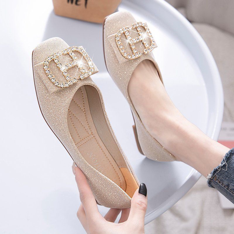 Giày búp bê đế mềm mũi vuông phong cách độc đáo thời trang mùa hè 2021 cho nữ