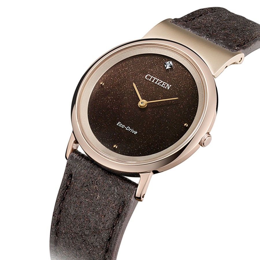 Đồng Hồ Nữ Citizen Đính Kim Cương Dây Da EG7072-19X - Mặt Nâu (Sapphire)