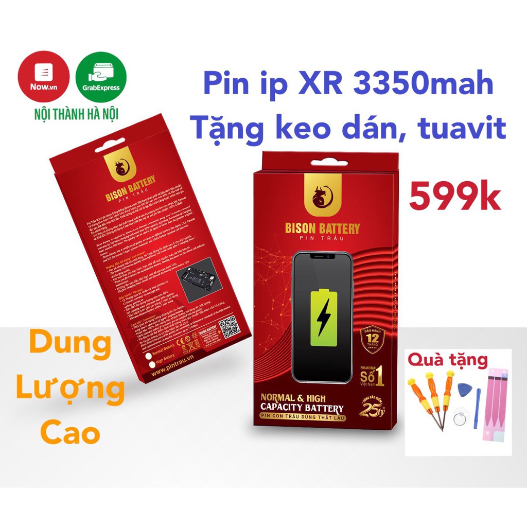 Pin IPXR dung lượng cao 3350mah Bison BH 12 tháng