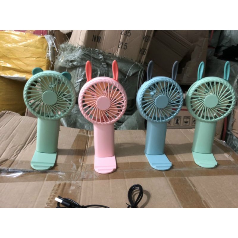 Quạt mini cầm tay Hình thú dễ thương pin sạc (Giao Màu Ngẫu Nhiên)