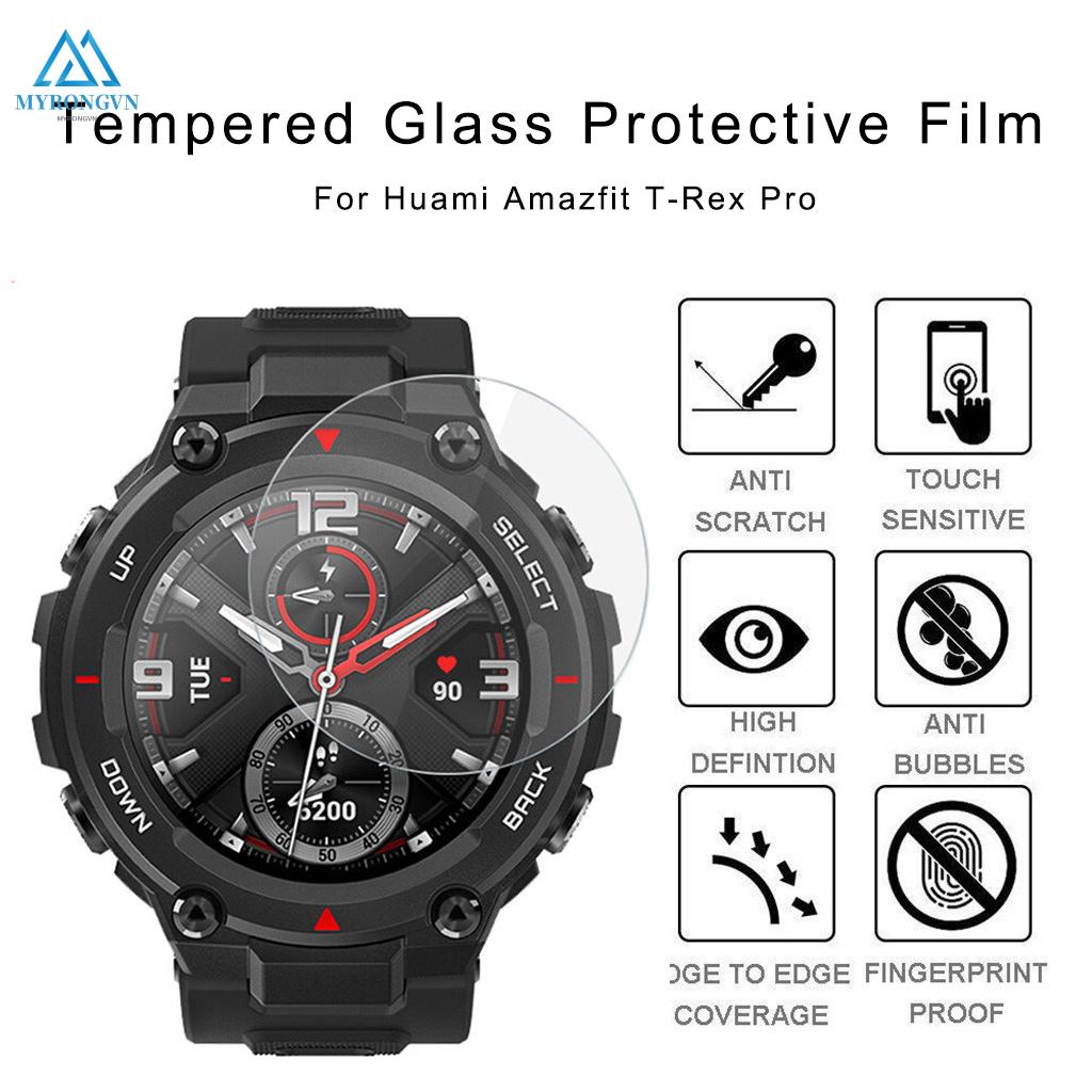 1/2 Miếng dán 9h hd chống trầy xước chống bám vân tay bảo vệ màn hình kính huami amazfit t-rex t-rex pro kèm khăn lau
