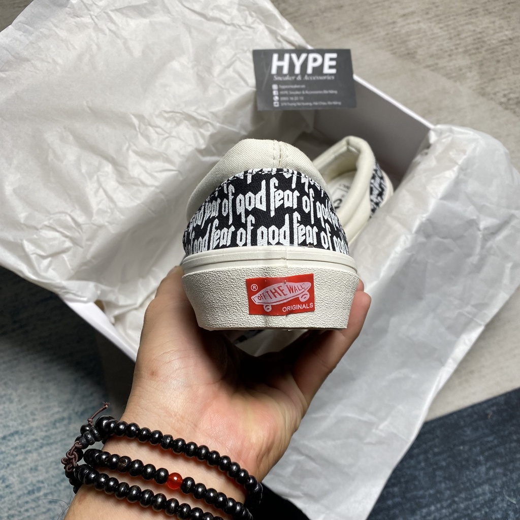 Giày sneaker nam nữ đi học: Vans Authentic Fear of God (Vans FOG trắng đen (Trắng/Đỏ) - HYPE Sneaker | Bản thường