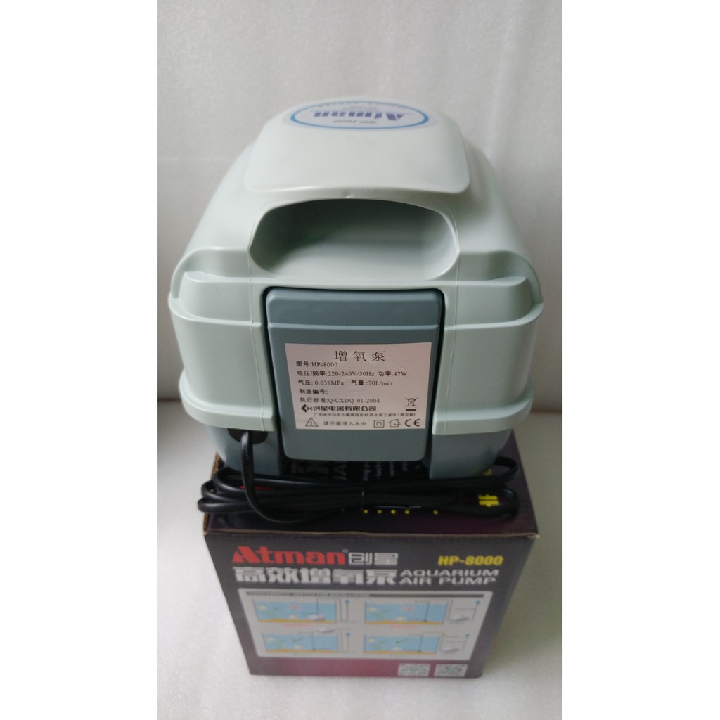 Máy sủi khí Atman HP-8000, 47W-70L/min dùng cho hồ cá.
