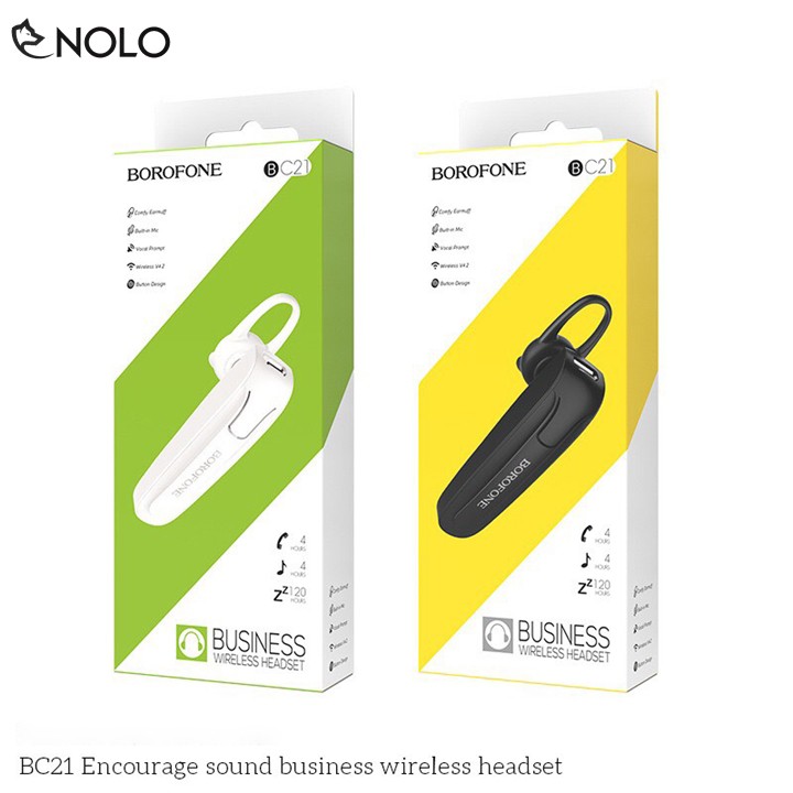 Tai Nghe Nhét Tai Bluetooth Không Dây V4.2 Borofone Model BC21 Chất Liệu Nhựa ABS Dung Lượng Pin 70mah Nghe Nhạc Liên Tụ