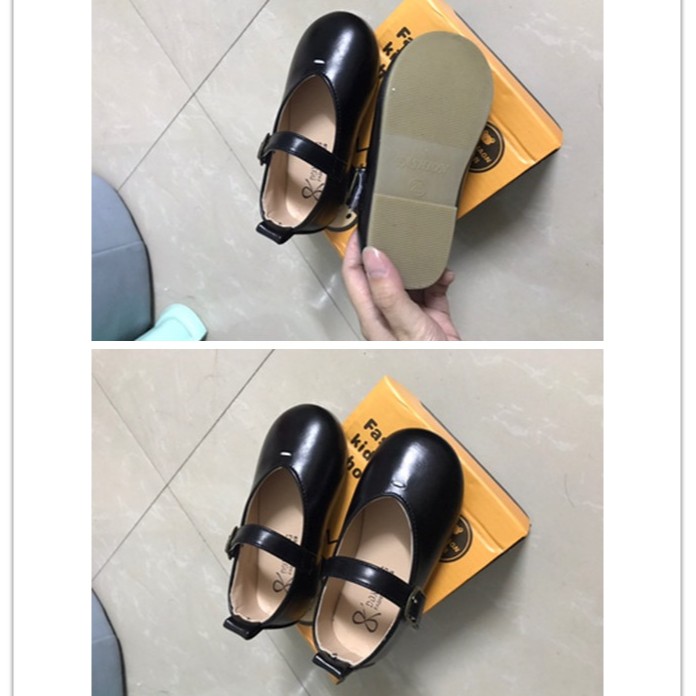 Giày búp bê đế mềm bằng da chống trượt cho bé