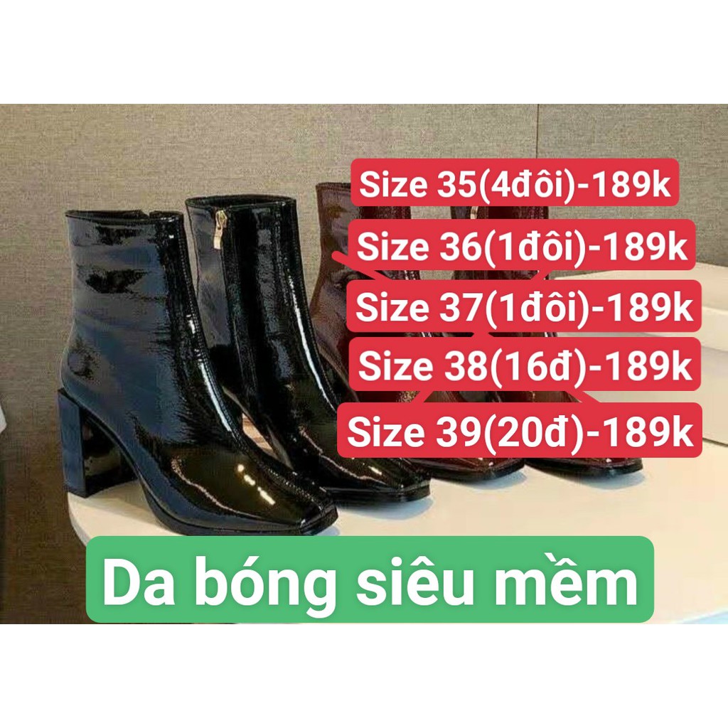 Bốt da bóng gót trụ 7 phân cho phái nữ