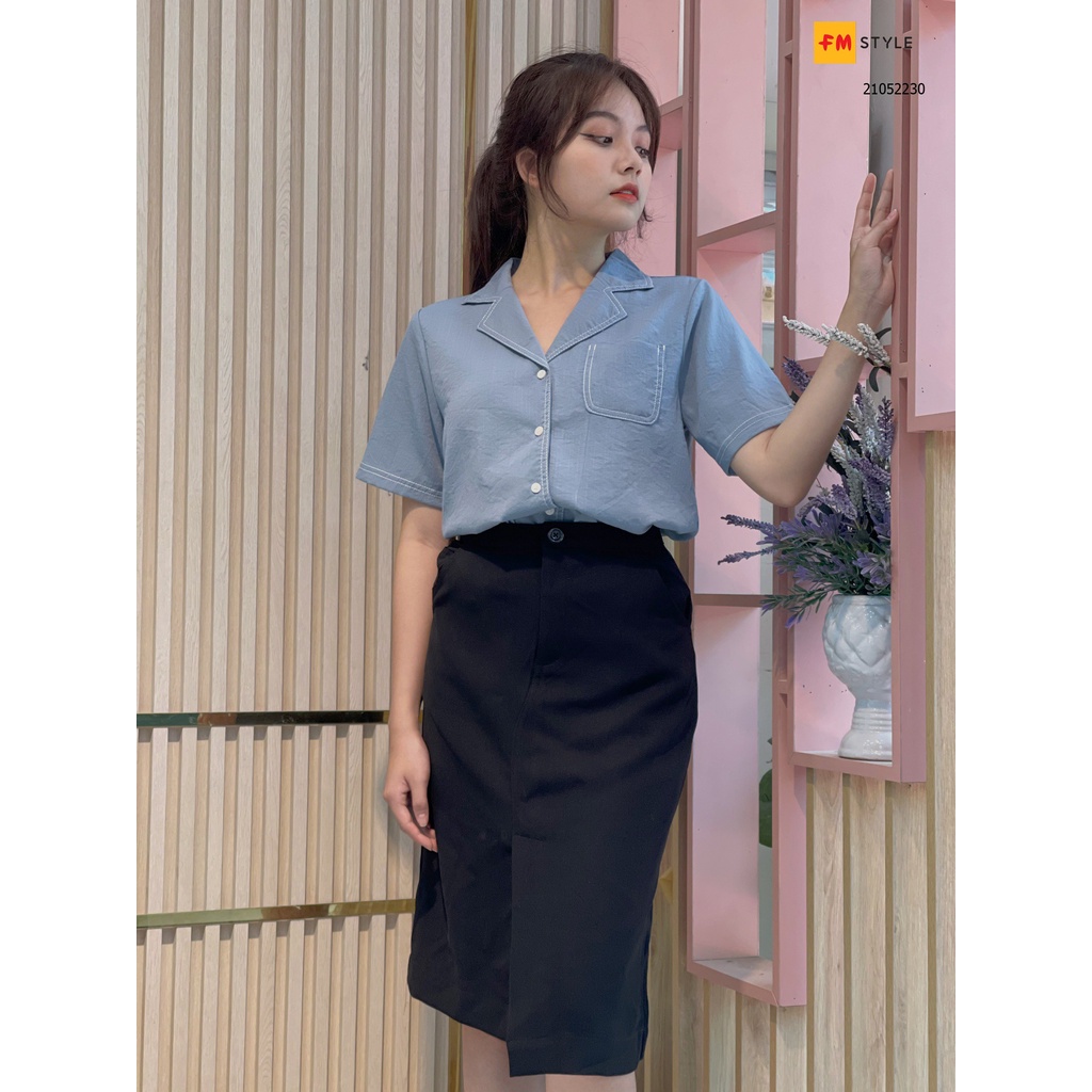 Áo sơ mi nữ tay ngắn FMSTYLE form rộng vải cotton cao cấp họa tiết chỉ nổi ulzzang mang đi học đi làm 220323405 | BigBuy360 - bigbuy360.vn