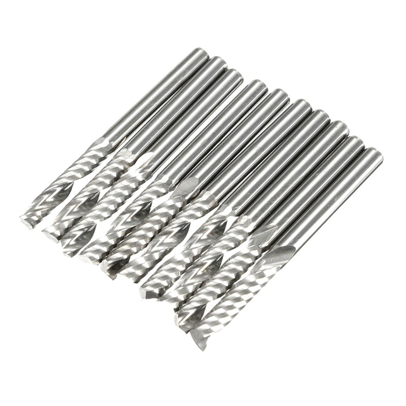 Set 10 Mũi Khoan Xoắn Ốc 3 175mm CNC Dành Cho Máy Phay Khắc
