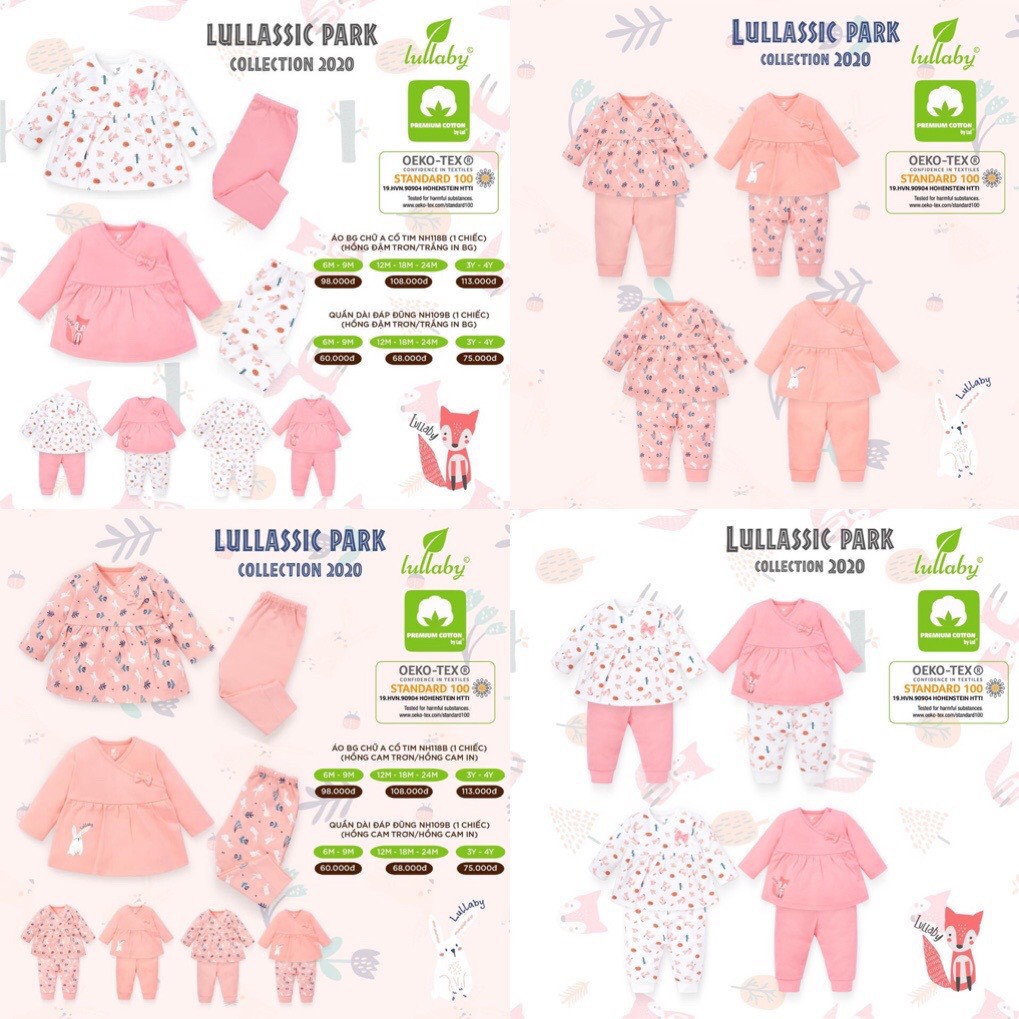 [LULLABY SALE] Bộ dài tay Cotton Nỉ thu đông bé gái  BST Lullassic Lullaby (Lẻ áo, lẻ quần)