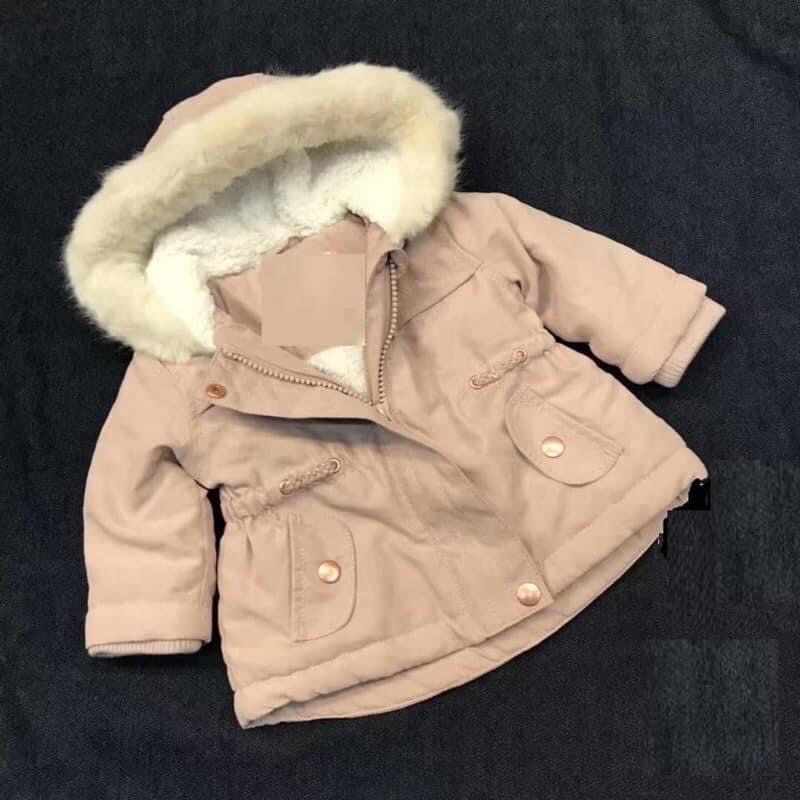 Áo parka lót lông cừu bé gái dư sịn