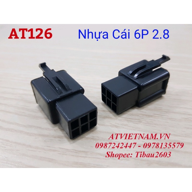 Giắc nhựa ĐEN 6 lỗ 6P 2.8 đầu cái ( bịch 10 cái)