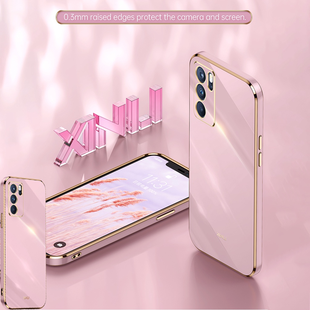 Ốp điện thoại silicon dẻo LENUO mạ màu 6D chống sốc thời trang cho OPPO Reno 6Z 5F 6 Pro 5G 5 Pro
