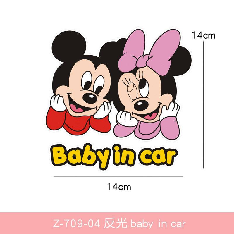 Tem dán ô tô Baby in car hình chuột mickey minie dễ thương