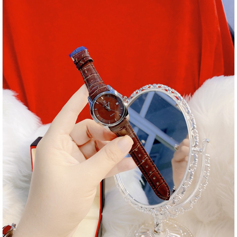 Đồng hồ nữ Tpofhs mặt tròn khoá xịn dây da bền, mặt chống xước , máy chống nước , kiểu dáng thời trang
