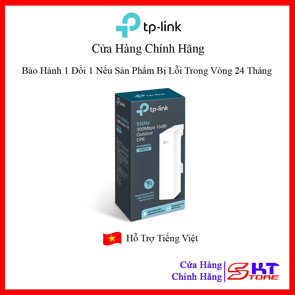 Bộ Thu Phát Wifi Ngoài Trời Tp-Link CPE510 Chuẩn AC Tốc Độ 300Mbps - Hàng Chính Hãng