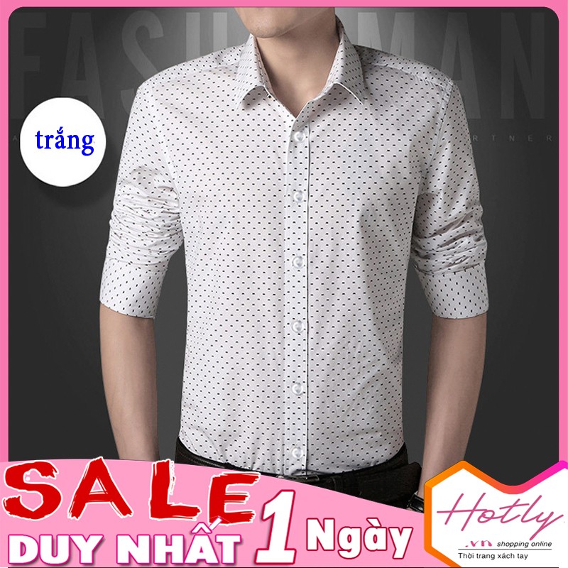 SIÊU GIẢM GIÁ Áo sơ mi nam chấm bi thanh lịch sang trọng 102