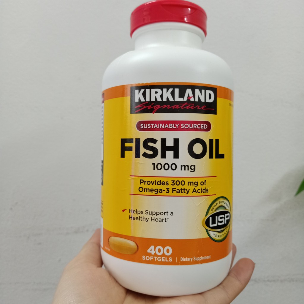 Viên uống dầu cá Kirkland Fish oil 1000mg  400 viên của Mỹ