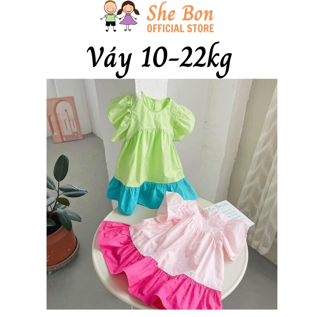 Váy Babydoll Mùa Hè Bé Gái She Bon 10-22kg Sắc Màu Xòe Cực Xinh