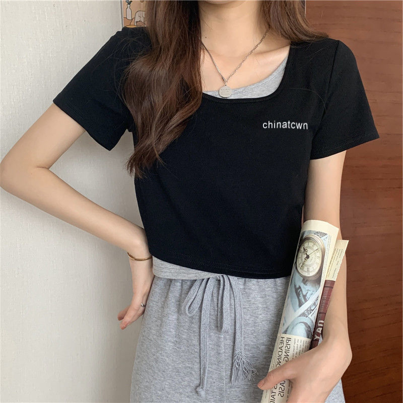 Áo Crop Top Thời Trang Giả Nhiều Lớp Phong Cách Năng Động 2021