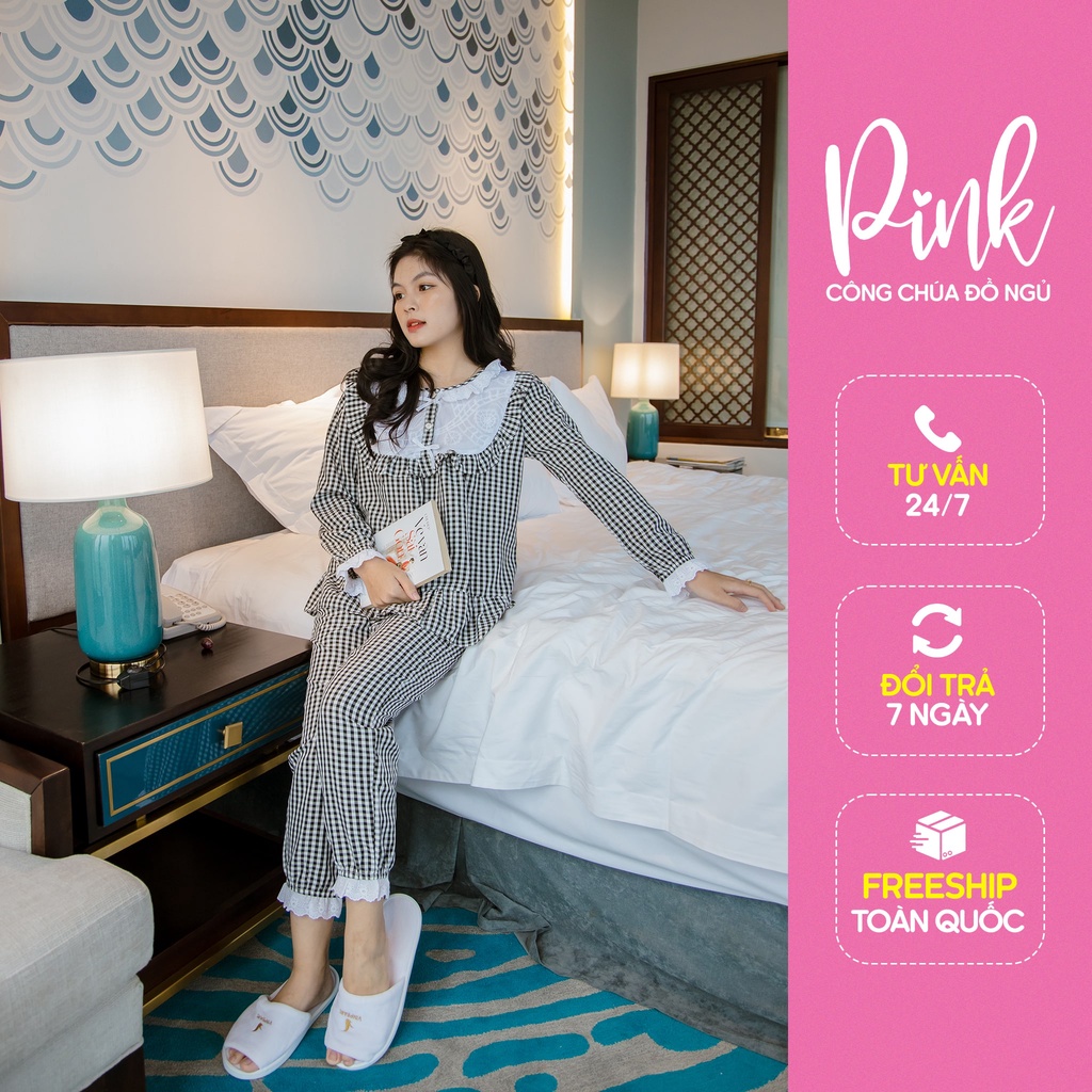 Đồ Ngủ Mùa Đông Pijama Vải Kate Loại 1 Không Nhăn Mịn Mát Đồ Mặc Nhà Nữ Tay Dài Phong Cách Hàn Quốc Nữ Tính - Pink Store