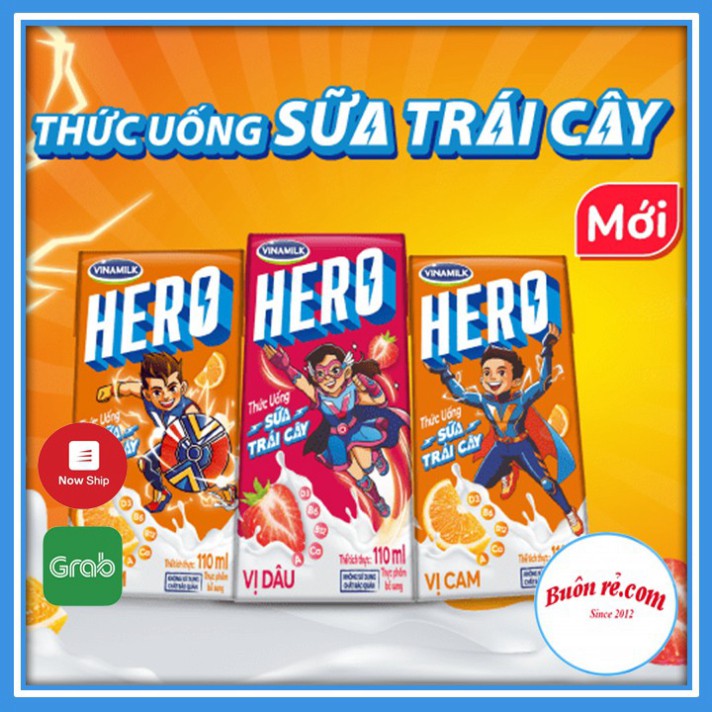 Thùng 48 hộp sữa trái cây Hero VINAMILK 110ml – Sữa chua uống bổ sung dinh dưỡng cho bé yêu 01214 Buôn Rẻ tnb33