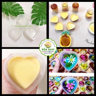 [Lẻ 1 cái] Khuôn làm bánh flan hình trái tim, hình tròn có nắp ( chịu nhiệt được)