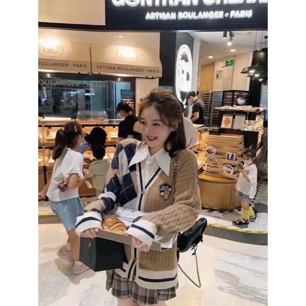 [ CÓ ẢNH THẬT + VIDEO TỰ QUAY ] Set 3 Món Style Hàn Quốc Gồm Áo Cgd, Áo Sơ Mi, Chân Váy Kẻ Phối Màu Hàng Đẹp | BigBuy360 - bigbuy360.vn