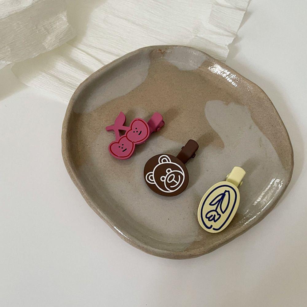 VANES1 Kẹp TóC HìNh Chú GấU Cherry Dễ Thương Cho Nữ