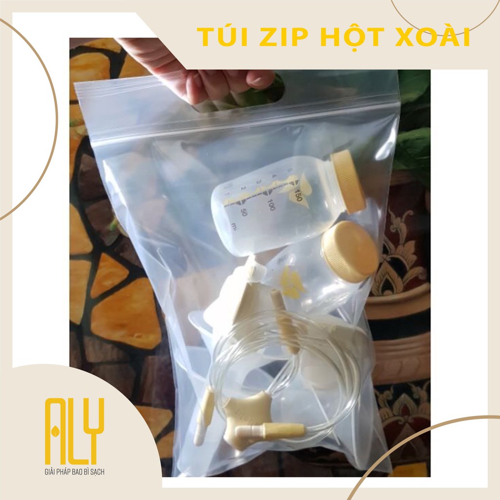 Túi zip hột xoài có quai xách đựng quần áo size 22x30 cm