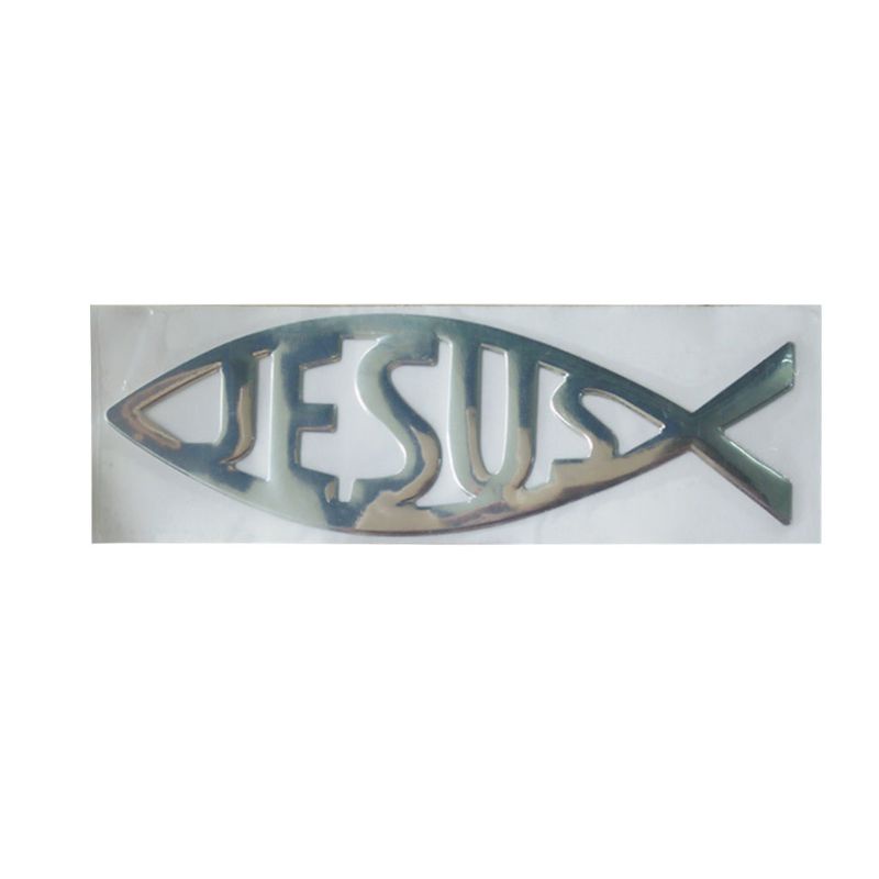 Đề Can Dán 3D Hình Chúa Jesus Và Cá Chống Thấm Nước Cho Xe Hơi LIDU1