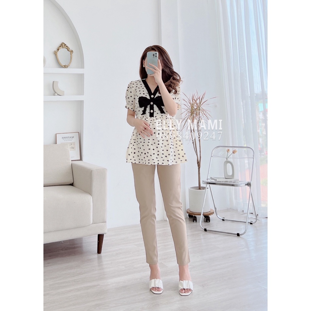 ( 40kg - 95kg ) Áo Bầu , Bigsize Nhiều Màu Nơ Ngọc Tiểu Thư Mặc Thoải Mái Suốt Thai Kì &amp; Sau Sinh Thiết Kế Cao Cấp