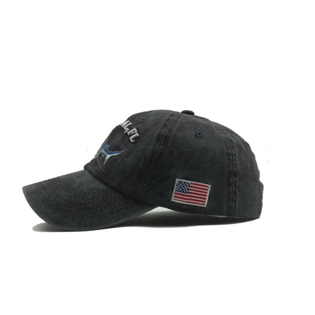 Mũ Lưỡi Trai Cotton Thêu Hình Cá Mập Phong Cách Vintage