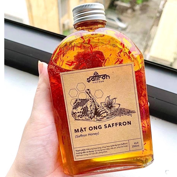 Mật ong ngâm Saffron 250ml/lọ chai thủy tinh tiện dụng thương hiệu Saffron Việt Nam