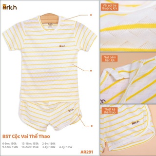 BST cộc cài vai thể thao Chất liệu Vải Sợi Tre nhà arich cho bé trai, bé gái từ 6 tháng đến 5 tuổi