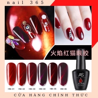 Sơn gel AS tone mắt mèo đỏ - HM ( chai đen )