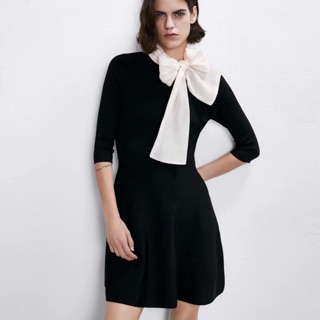 Đầm liền thân phối nơ sang trọng #zara authentic tuồn store