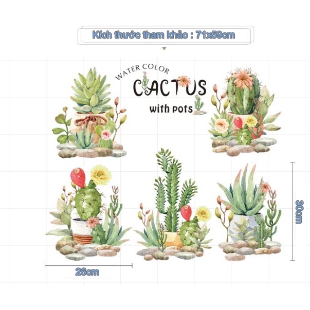 Decal trang trí tường - Những cây xương rồng