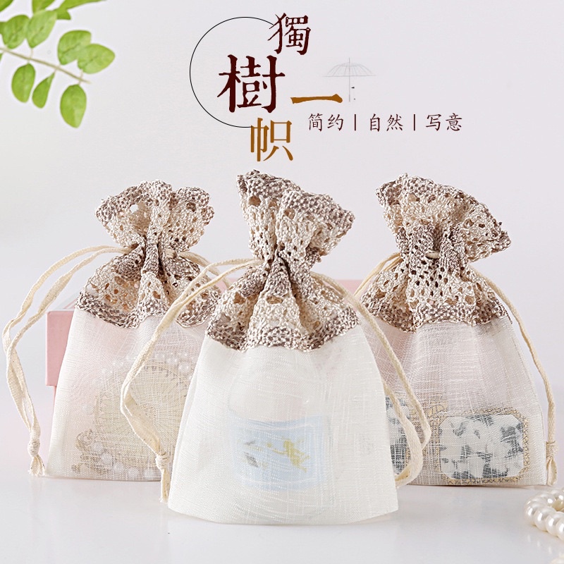 Túi dây rút vải sơn mài sợi slub cao cấp